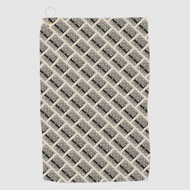 Letter L Vintage Celtic Knot Monogram Golf Towel (Front)