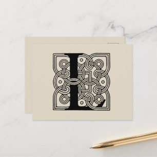 Letter L Vintage Celtic Knot Monogram Postcard