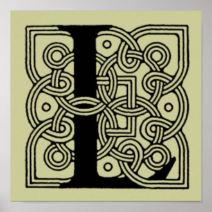 Letter L Vintage Celtic Knot Monogram Poster