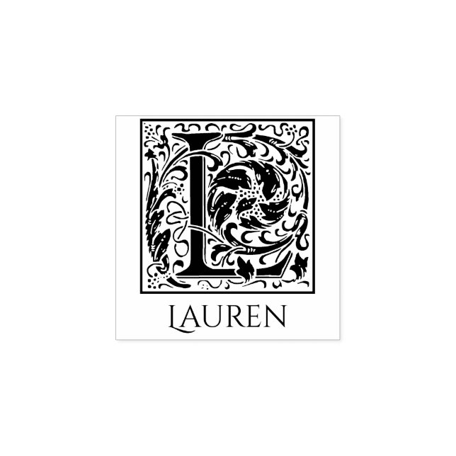 Letter L Vintage First Letter Personalised Rubber Stamp (Imprint)