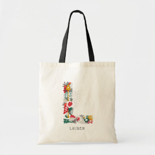 Letter L Whimsical Floral Letter Monogram Bag I