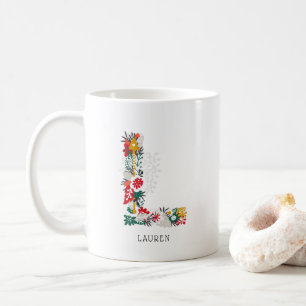 Letter L   Whimsical Floral Letter Monogram I Mug