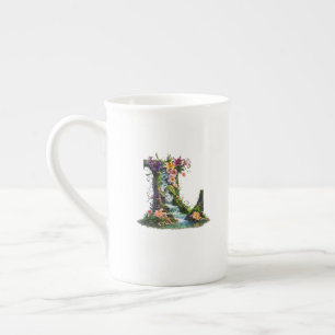 Letter L with Lilies and Waterfalls – Fantasy Flor Bone China Mug