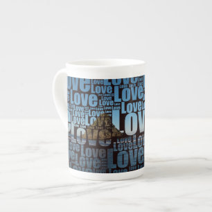 Letter Love Typography Seascape Beach Bone China M Bone China Mug