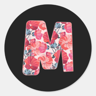 Letter M Alphabet First Name Consonant Flower Gard Classic Round Sticker