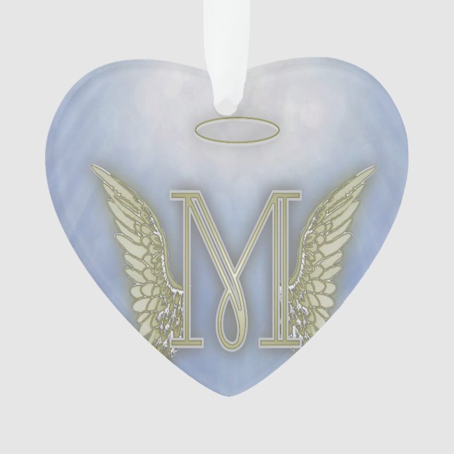 Letter M Angel Monogram Ornament (Front)