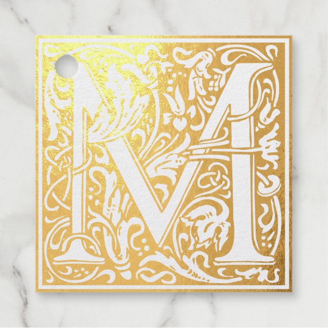 Letter M art nouveau  Favour Tags (Front)