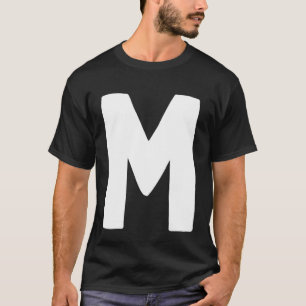 Letter M big and bold white T-Shirt