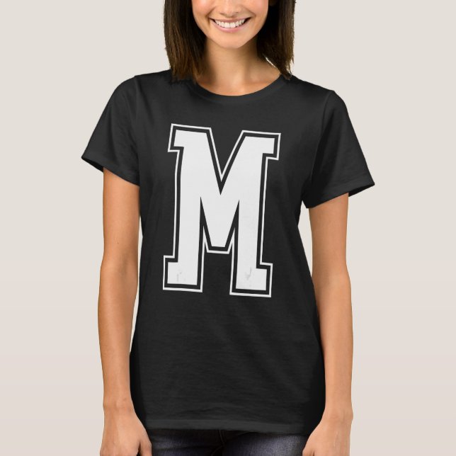 Letter M Capital Alphabet Initial Cheerleading Mon T-Shirt (Front)
