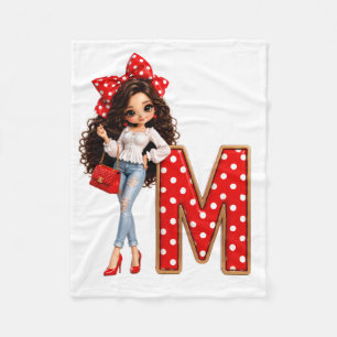 Letter M Doll With Red Bow Blanket