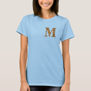Letter M First Name Monogram Initial Leopard Print T-Shirt