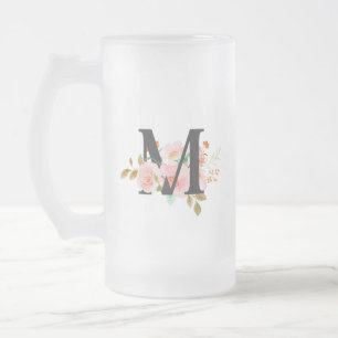 Letter M Frosted Glass Beer Mug