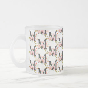 Letter M Frosted Glass Coffee Mug
