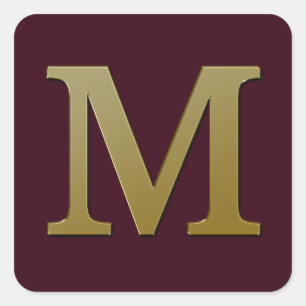 Letter M Gold Square Sticker