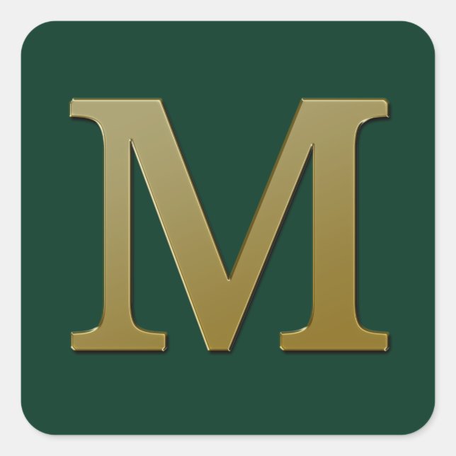 Letter M Gold Square Sticker (Front)