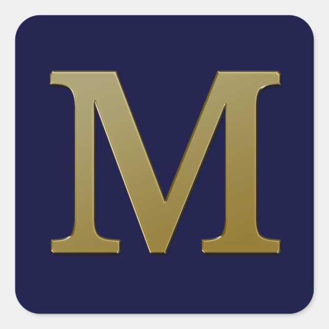 Letter M Gold Square Sticker (Front)
