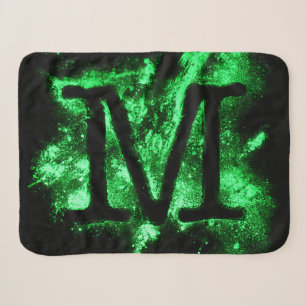 Letter M Green Capital Alphabet Sherpa Blanket