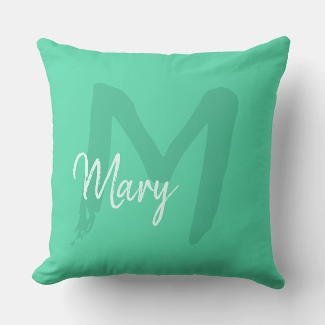 Letter M initial personalised colourful monogram Cushion (Front)