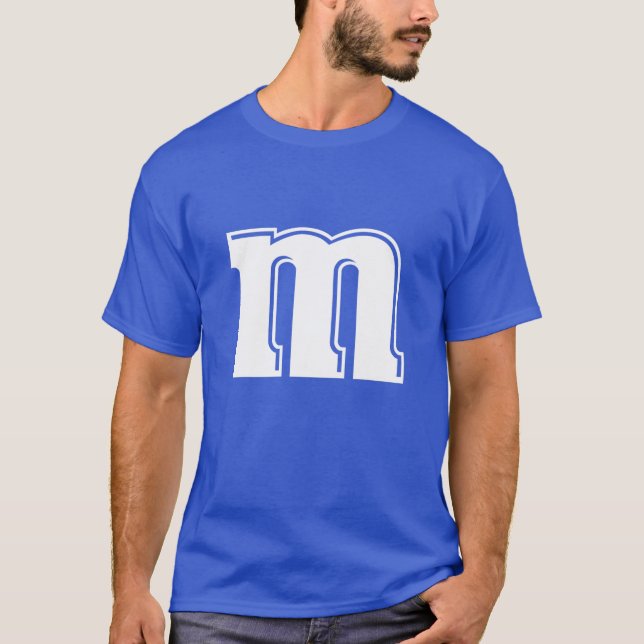 Letter M Lower Case Funny Alphabet Halloween Costu T-Shirt (Front)