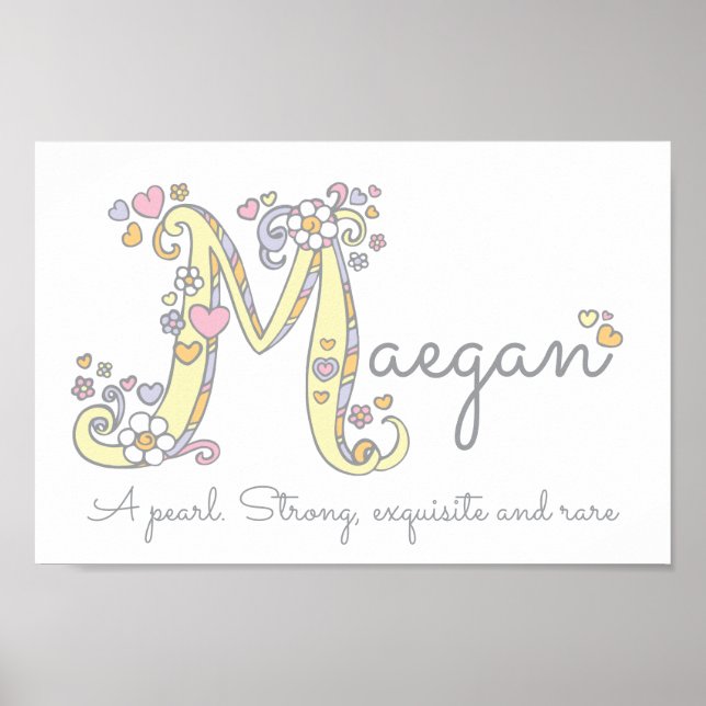 Letter M Maegan initial doodle art name meaning Poster (Front)
