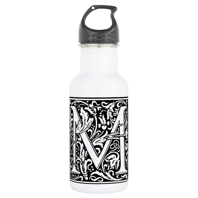 Letter M Mediaeval Monogram Art Nouveau 532 Ml Water Bottle (Front)
