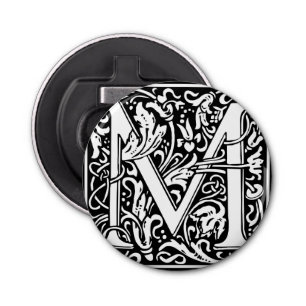 Letter M Mediaeval Monogram Art Nouveau Bottle Opener