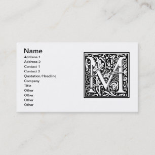 Letter M Mediaeval Monogram Art Nouveau Business Card
