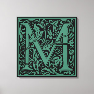 Letter M Mediaeval Monogram Art Nouveau Canvas Print