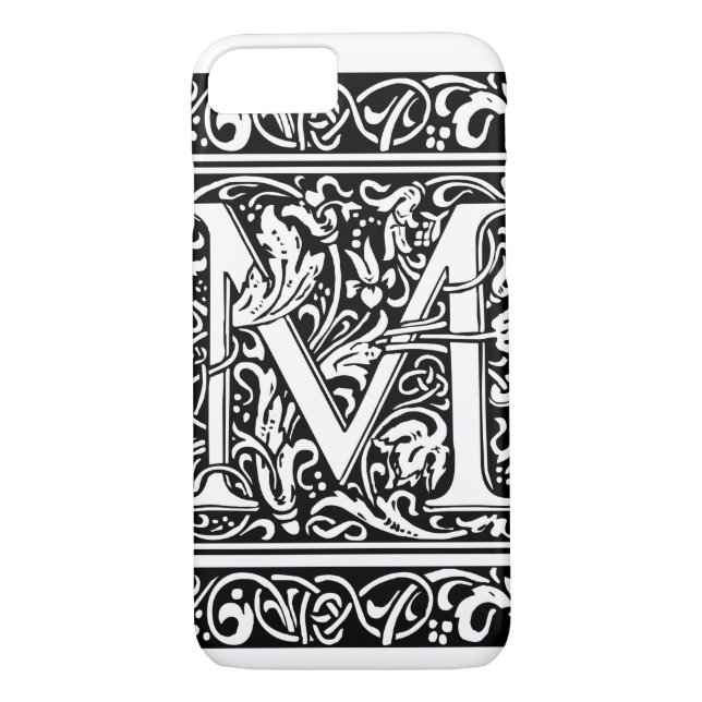 Letter M Mediaeval Monogram Art Nouveau Case-Mate iPhone Case (Back)