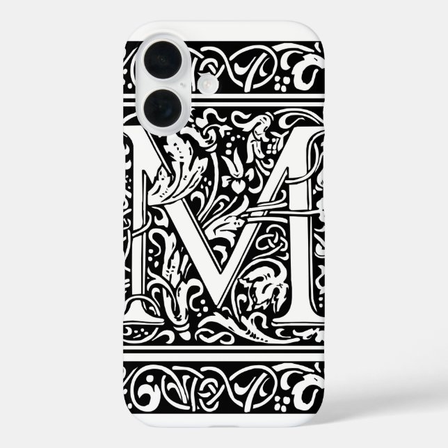 Letter M Mediaeval Monogram Art Nouveau Case-Mate iPhone Case (Back)