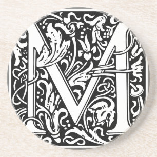 Letter M Mediaeval Monogram Art Nouveau Coaster