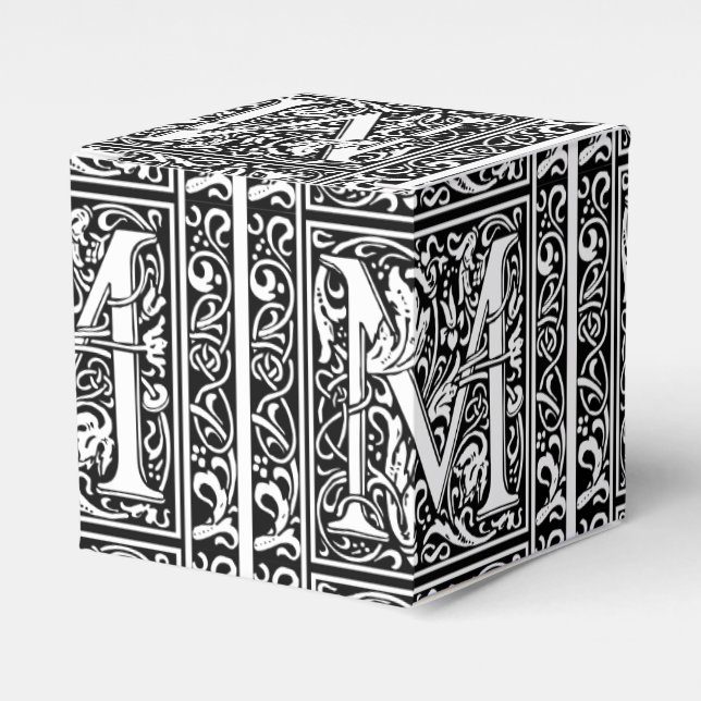 Letter M Mediaeval Monogram Art Nouveau Favour Box (Front Side)