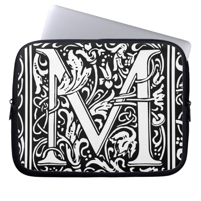 Letter M Mediaeval Monogram Art Nouveau Laptop Sleeve (Front)