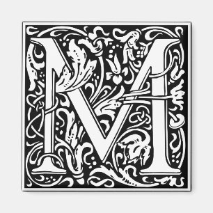 Letter M Mediaeval Monogram Art Nouveau Magnet