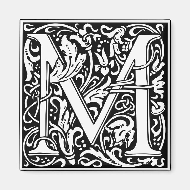 Letter M Mediaeval Monogram Art Nouveau Magnet (Front)