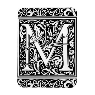Letter M Mediaeval Monogram Art Nouveau Magnet