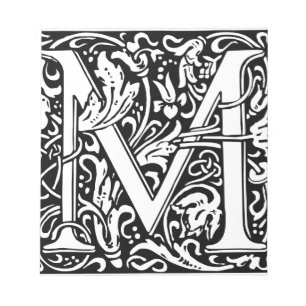 Letter M Mediaeval Monogram Art Nouveau Notepad