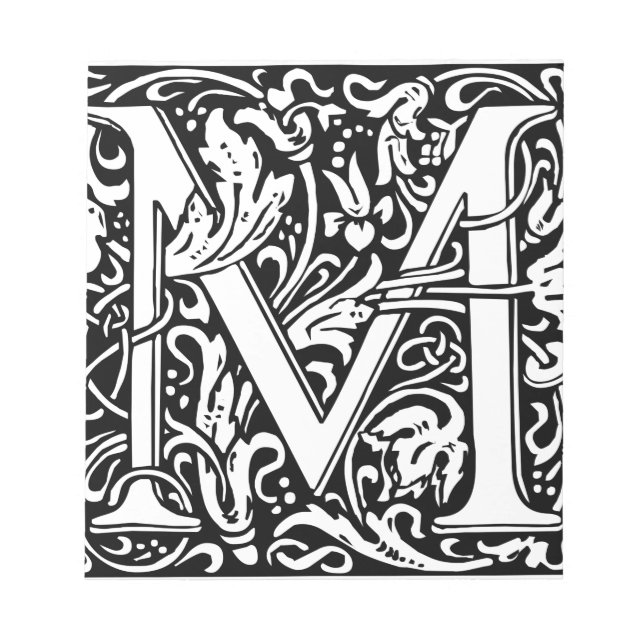 Letter M Mediaeval Monogram Art Nouveau Notepad (Front)