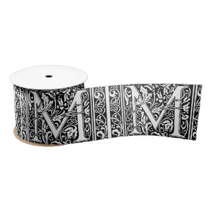 Letter M Mediaeval Monogram Art Nouveau Satin Ribbon