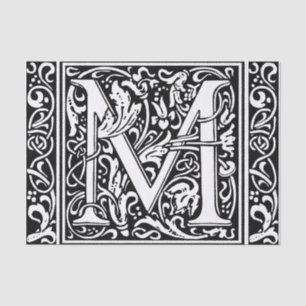 Letter M Mediaeval Monogram Art Nouveau Tissue Paper