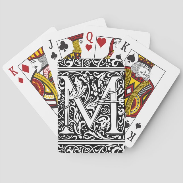 Letter M Medieval Monogram Art Nouveau Playing Cards (Back)