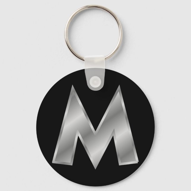 Letter M Monogram 2.25" Basic Button Keychain (Front)