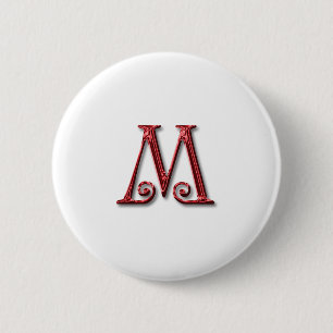 Letter M Monogram 6 Cm Round Badge