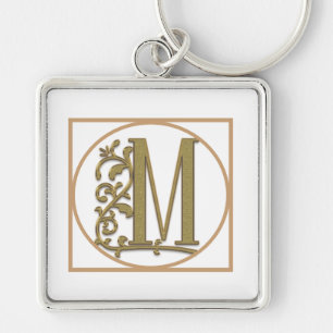 LETTER M MONOGRAM Beautiful Wedding New Home Gift Key Ring