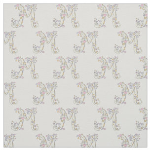 Letter M monogram decorative text custom fabric