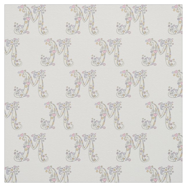 Letter M monogram decorative text custom fabric (Swatch)