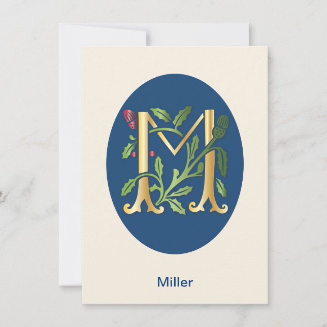 Letter M Monogram Fleur de lis Invitation (Front)