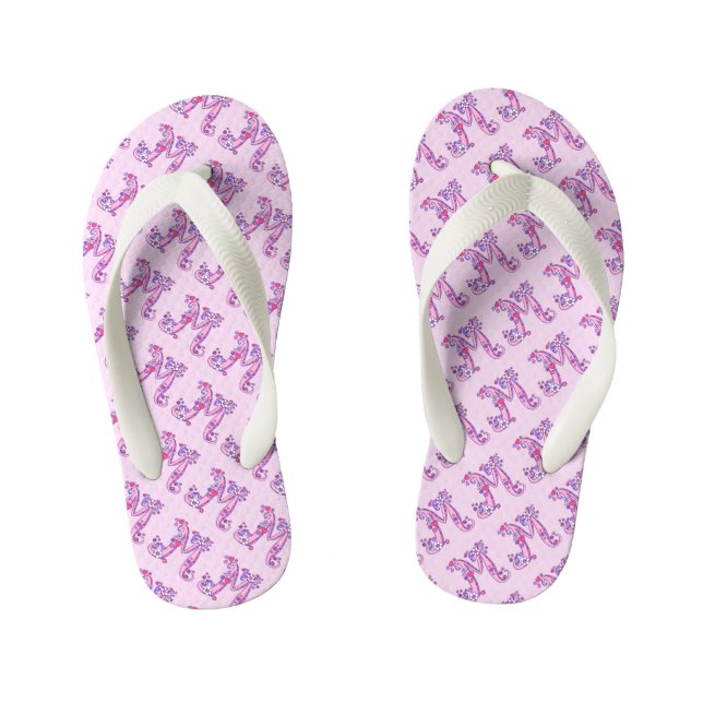 Letter M monogram flip flop thongs (Footbed)