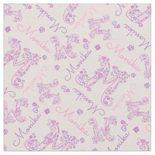 Letter M monogram personalised name Monika Fabric