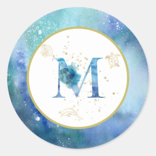 *~*  LETTER M -  Nautical Beach Envelope  Sticker